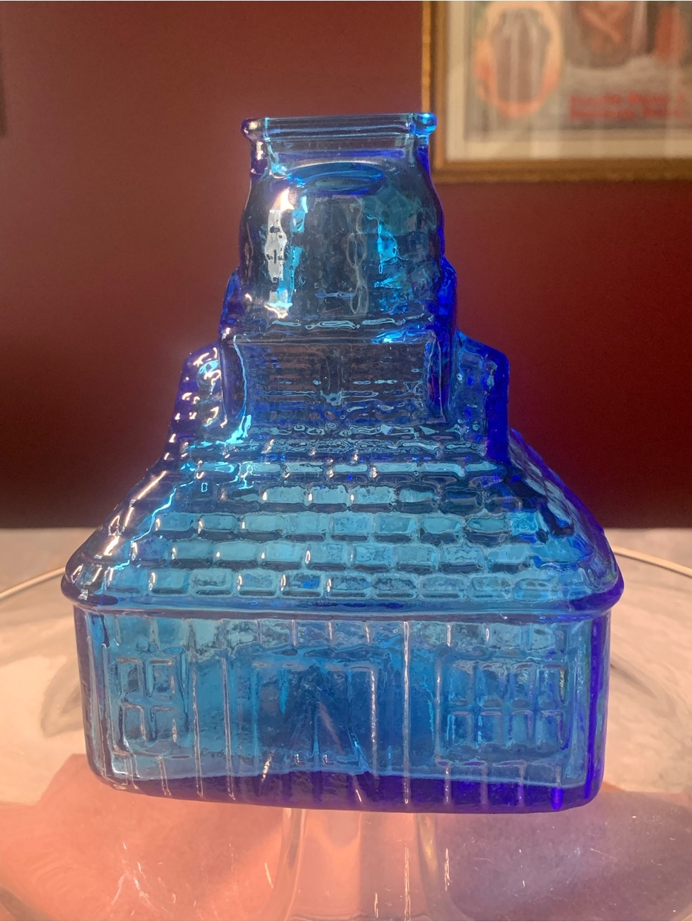 T.C. Wheaton Cobalt Blue Glass School House Bank